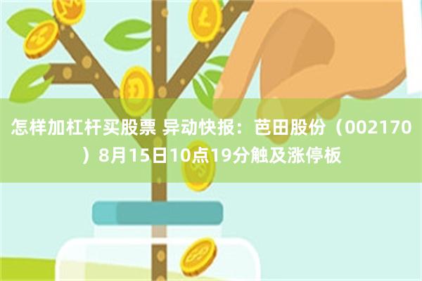 怎样加杠杆买股票 异动快报：芭田股份（002170）8月15