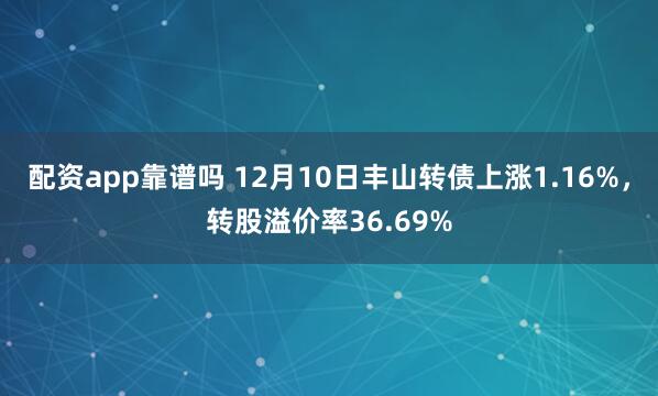 配资app靠谱吗 12月10日丰山转债上涨1.16%，转股溢价率36.69%