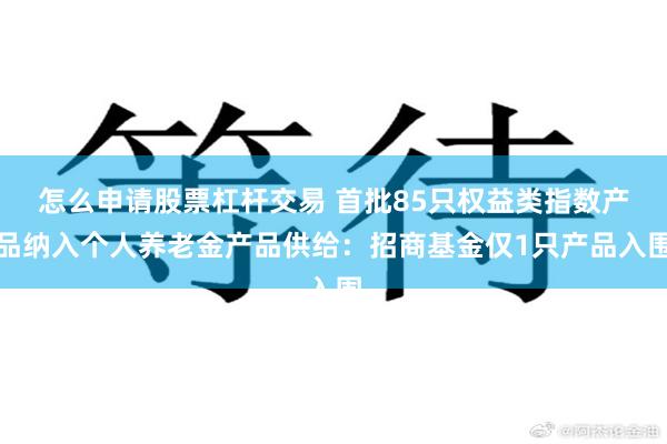 怎么申请股票杠杆交易 首批85只权益类指数产品纳入个人养老金产品供给：招商基金仅1只产品入围