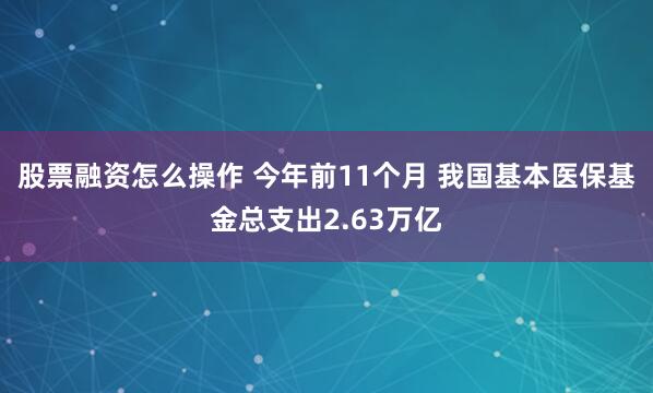 股票融资怎么操作 今年前11个月 我国基本医保基金总支出2.63万亿