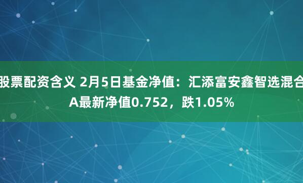 股票配资含义 2月5日基金净值：汇添富安鑫智选混合A最新净值0.752，跌1.05%