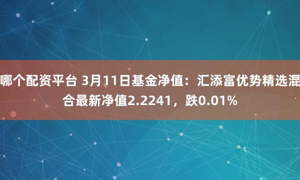 哪个配资平台 3月11日基金净值：汇添富优势精选混合最新净值2.2241，跌0.01%